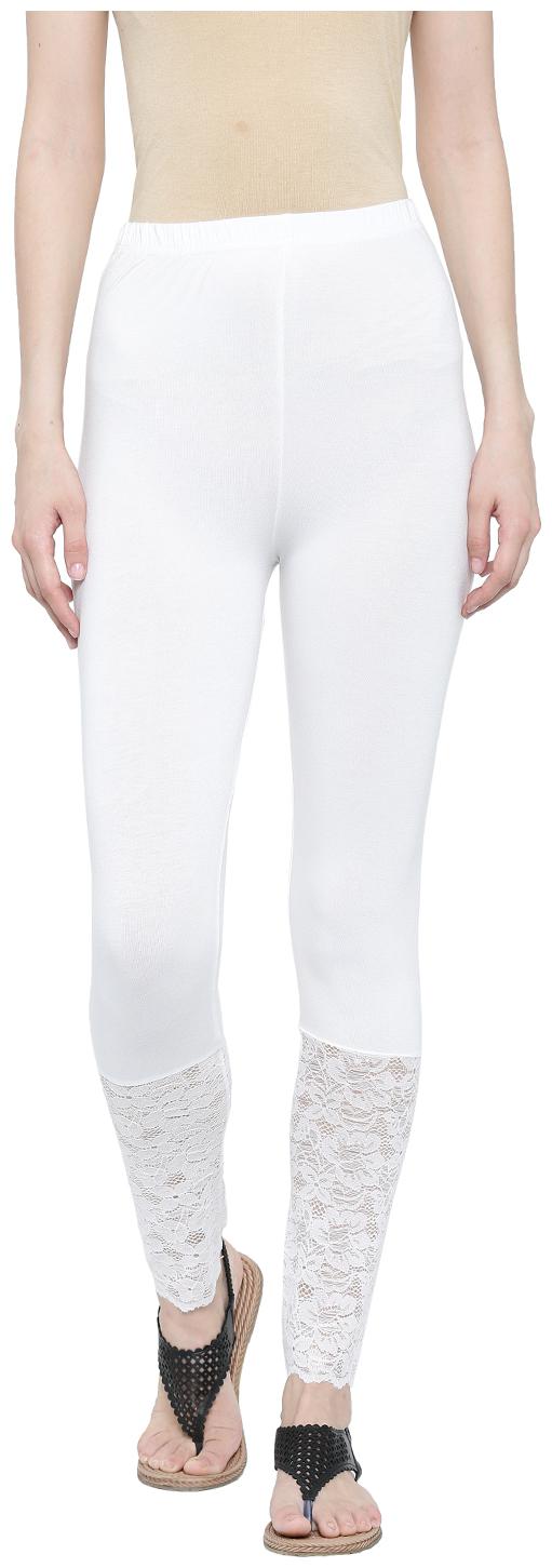 

De Moza Ladies Solid Viscose Lycra Ankle Length Leggings Offwhite