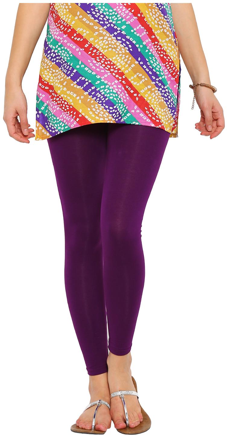 

De Moza Ladies Solid Cotton Lycra Ankle Length Leggings Dark Purple