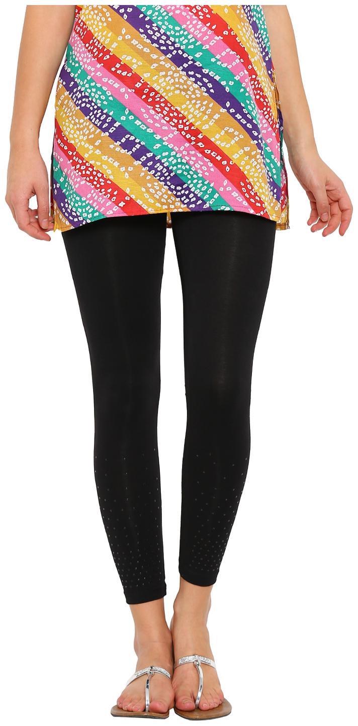 

De Moza Ladies Solid Cotton Lycra Ankle Length Leggings Black