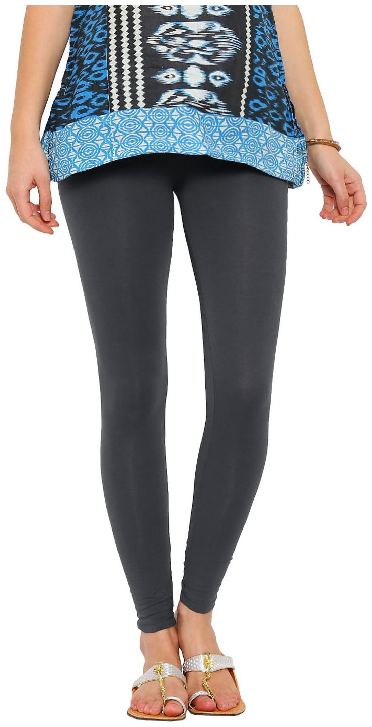 

De Moza Ladies Solid Viscose Lycra Ankle Length Leggings Dark Grey