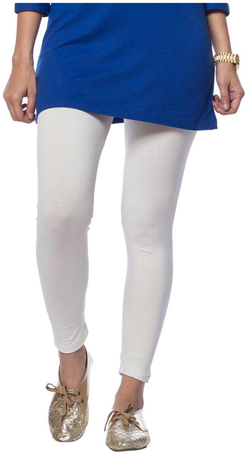 

De Moza Ladies Solid Cotton Lycra Ankle Length Leggings White