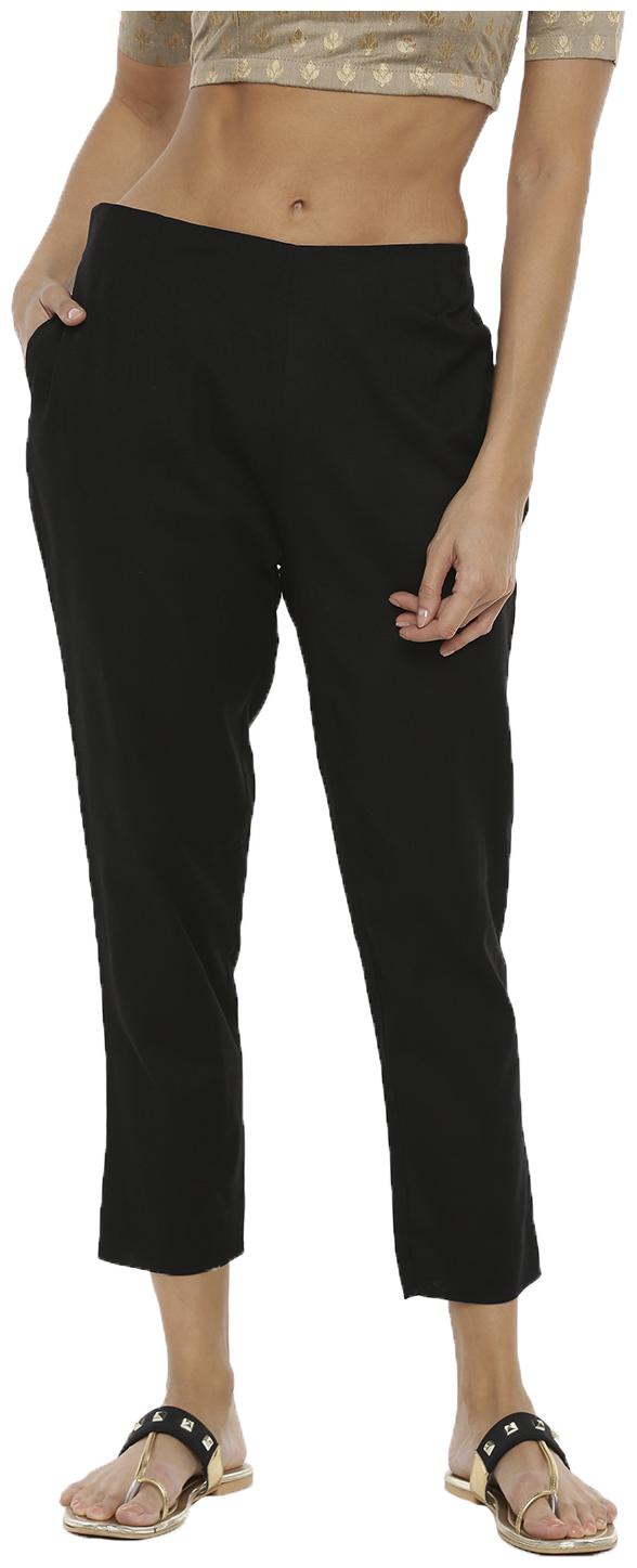 

De Moza Women Cotton Solid Black Pant
