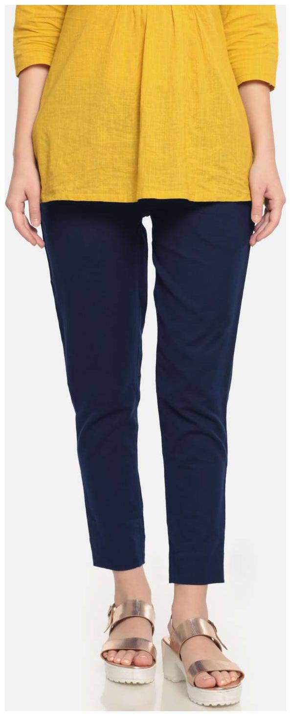 De Moza Women Blue Slim fit Bootcut pants