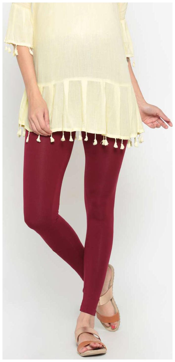 

De Moza Women s Solid Viscose Maroon Ankle Length Leggings