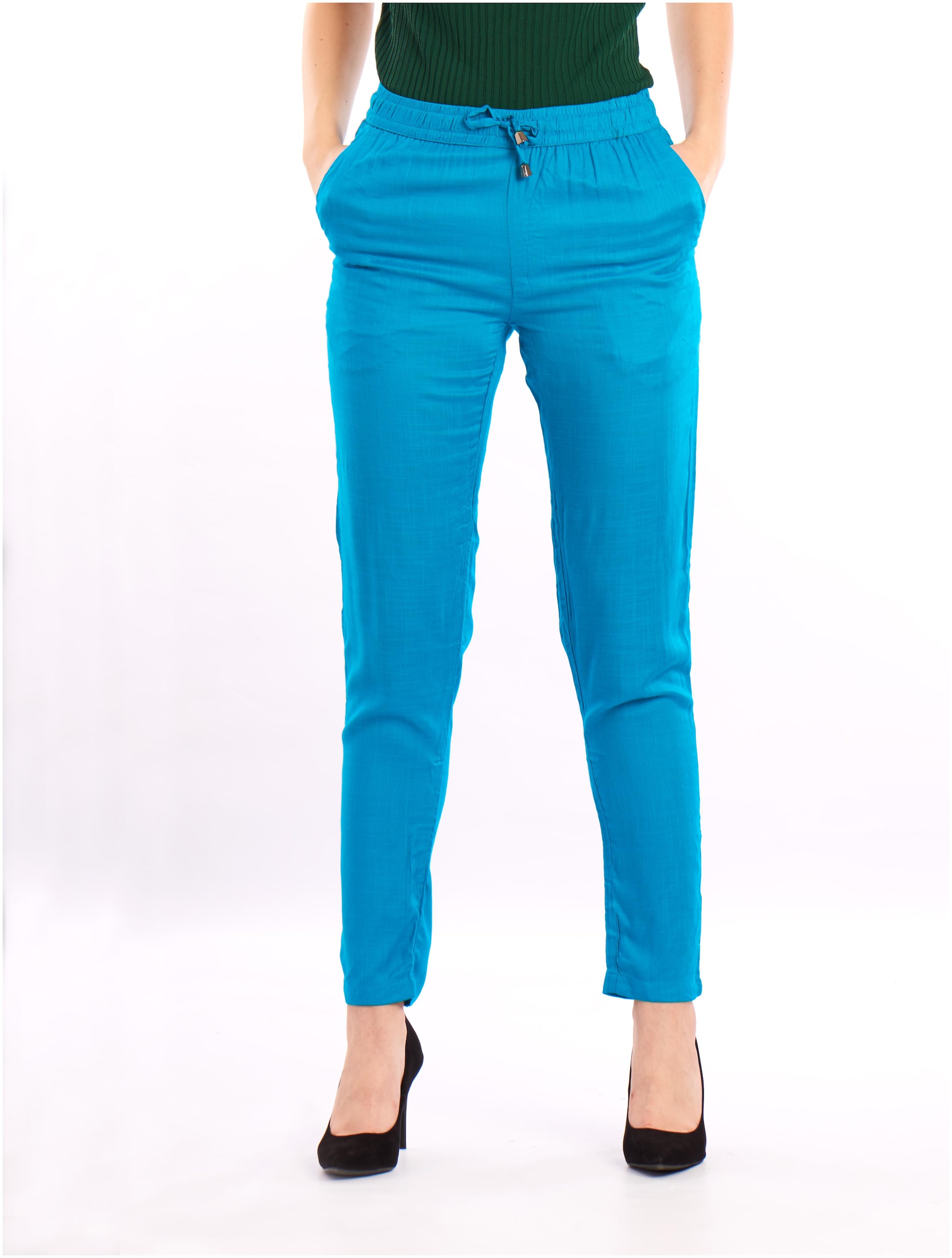 

De Moza Women Viscose Rayon Solid Blue Pant