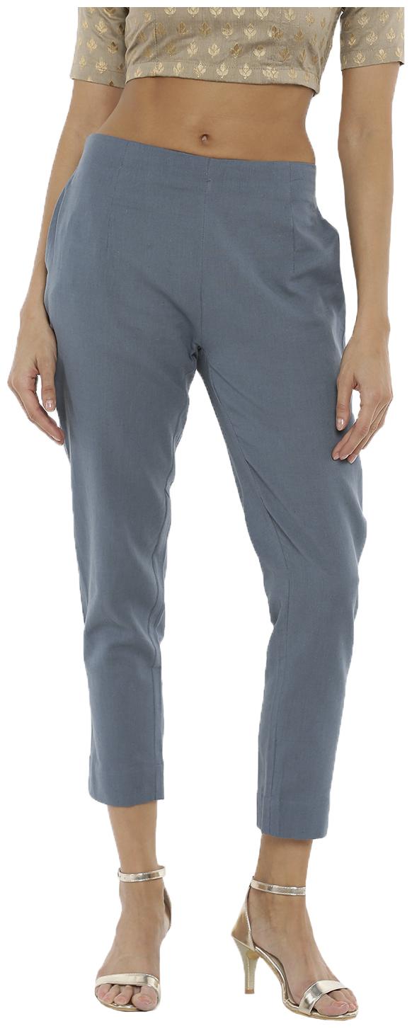 

De Moza Women Cotton Solid Grey Pant