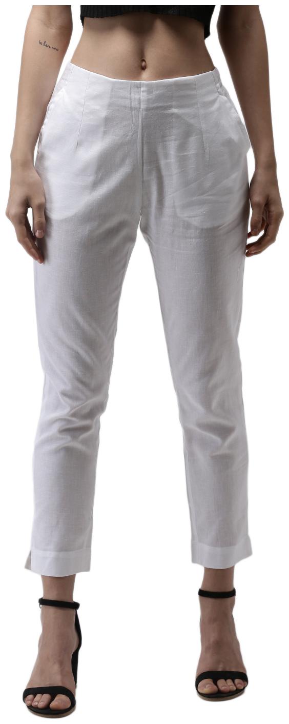 

De Moza Women Cotton Solid White Pants