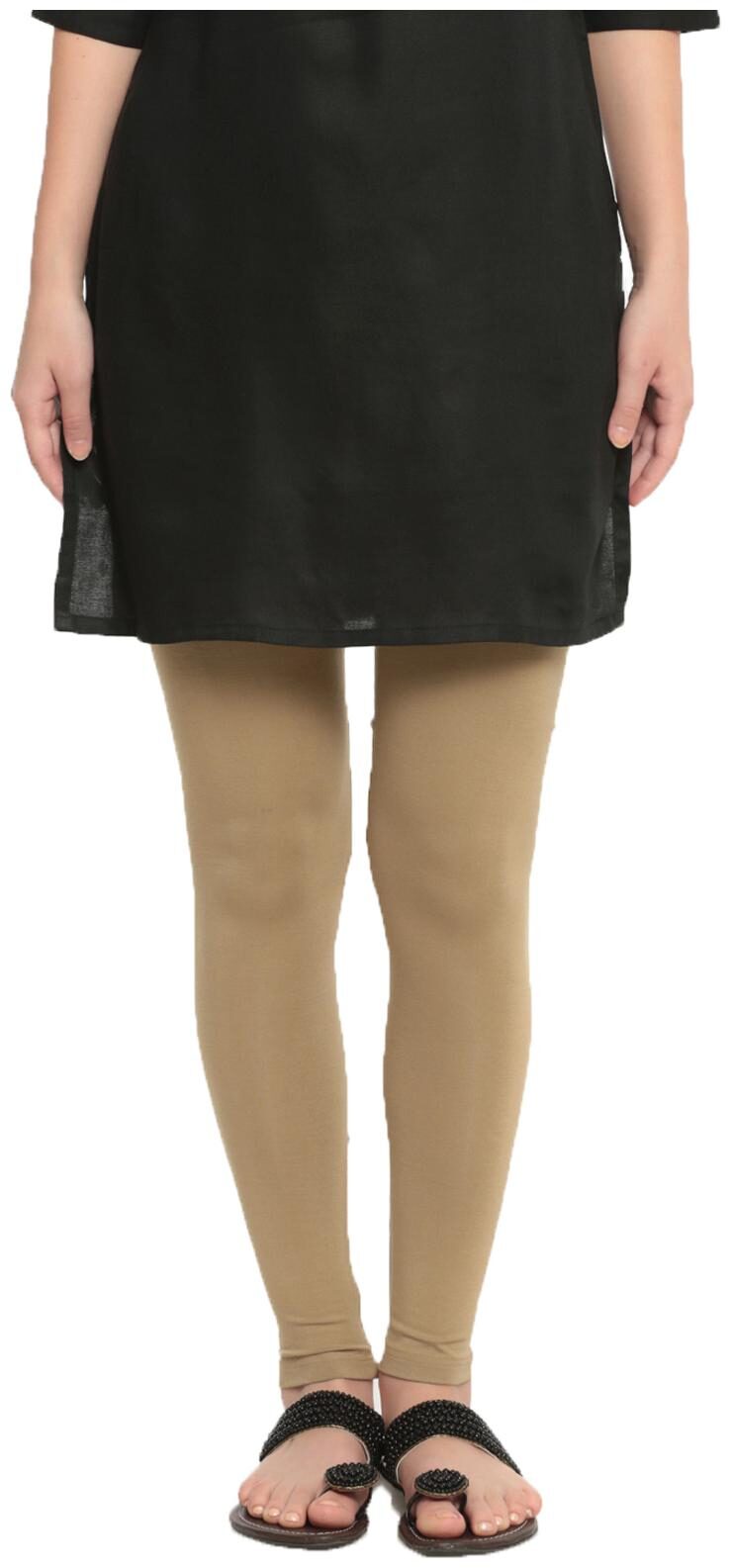 

De Moza Womens Leggings Ankle Length Viscose Golden Beige