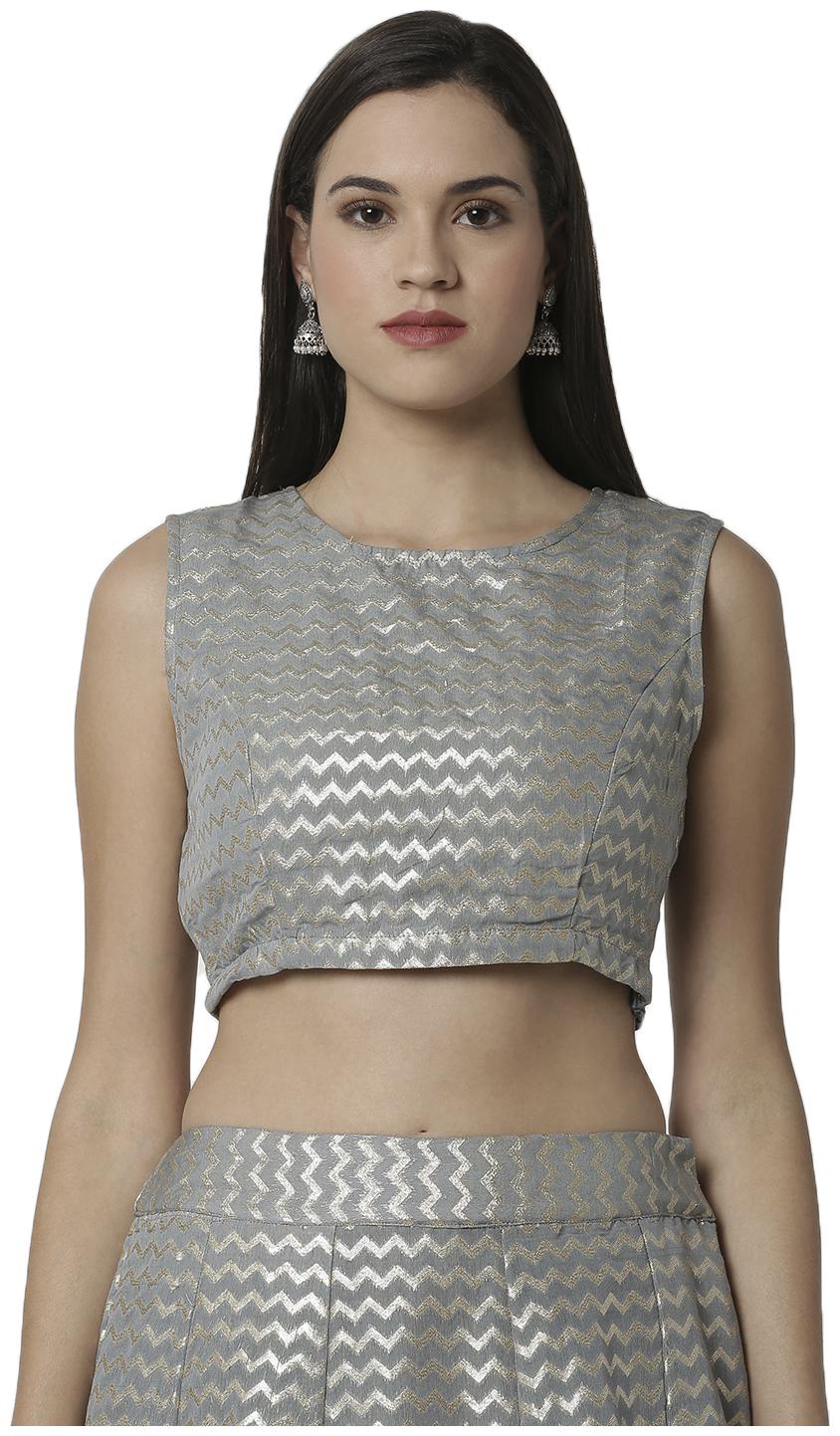 

De Moza Women Geometric Regular top - Grey