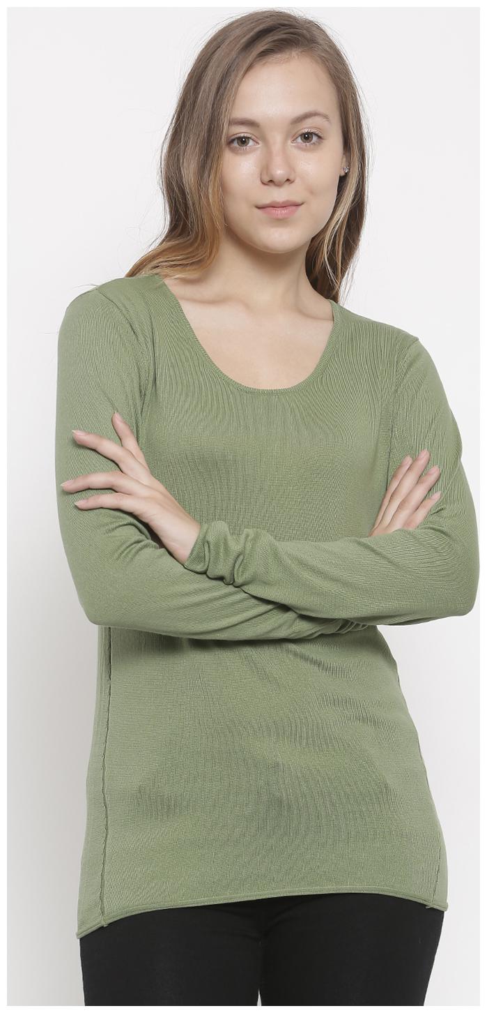 

De Moza Women Green Slim fit Round neck Polyester Tank top
