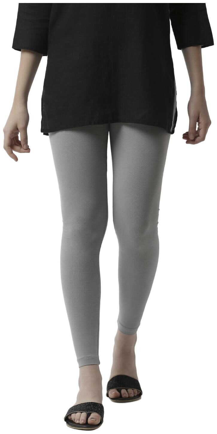 

De Moza Womens Ankle Length Leggings Cotton Light Grey