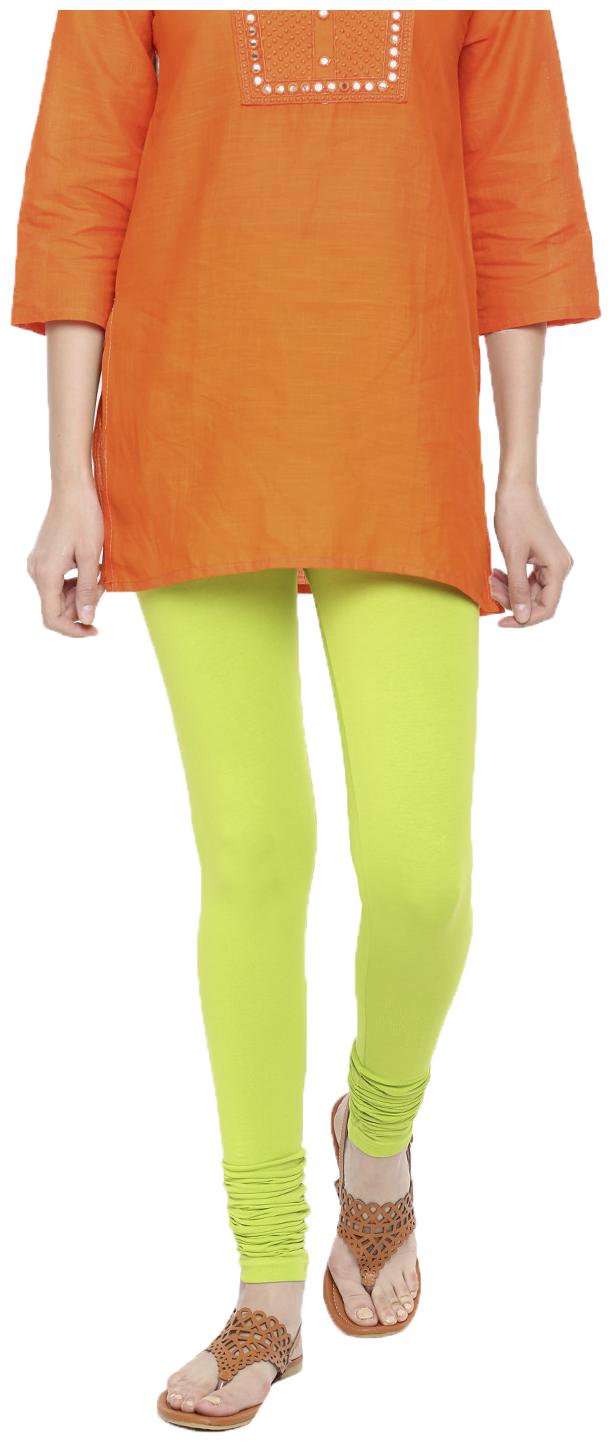 

De Moza Womens Leggings Chudidhar Cotton Lycra Lime