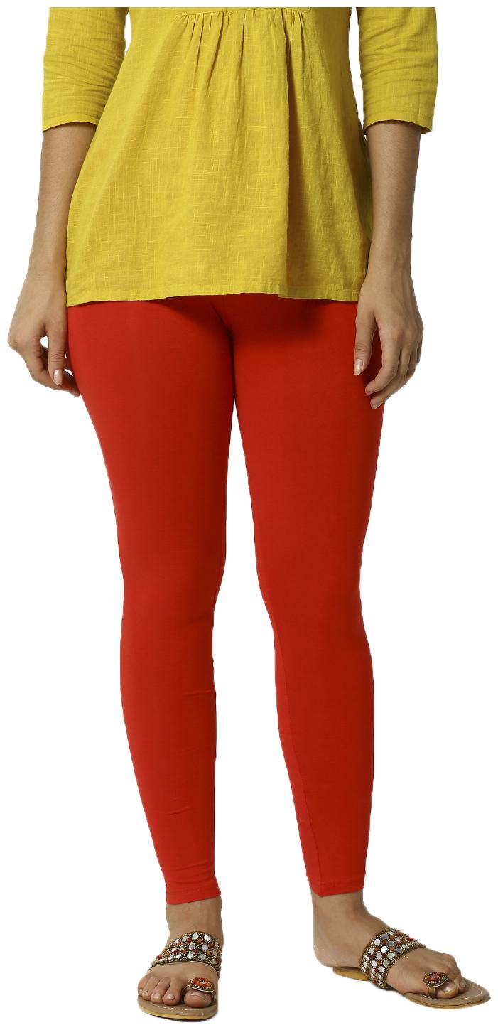 

De Moza Womens Leggings Ankle Length Cotton Lycra Red