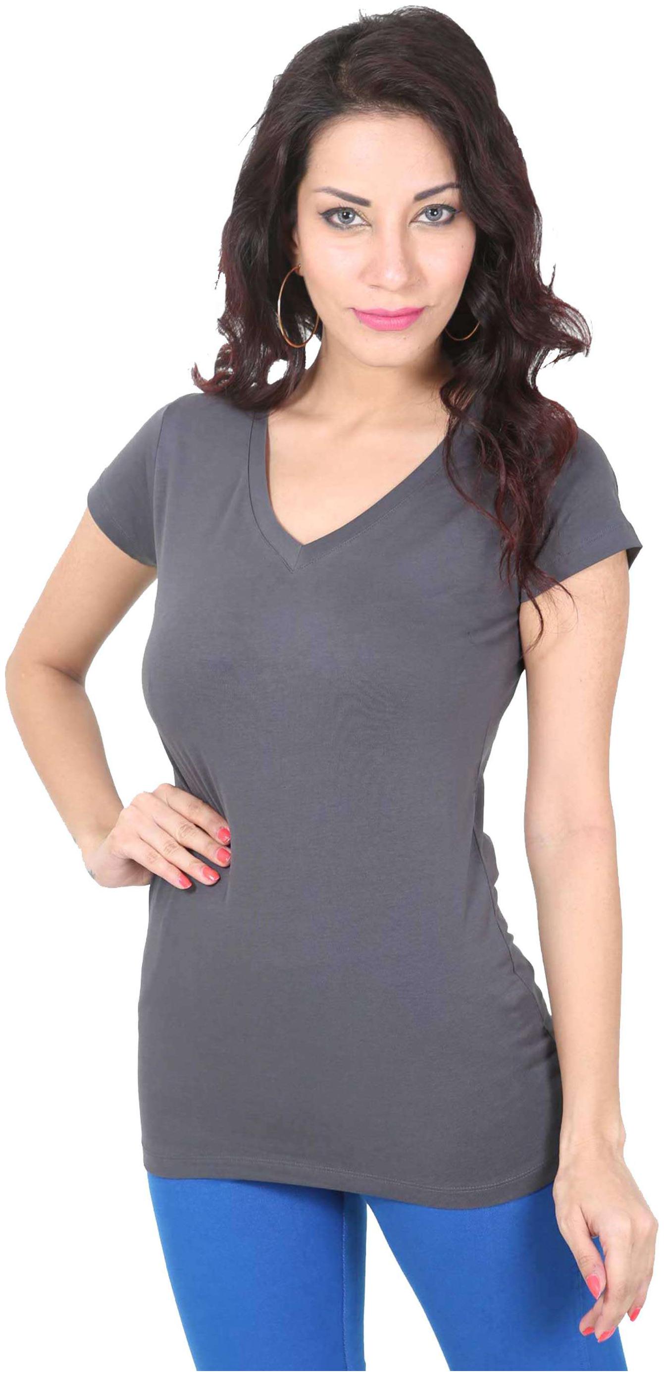

De Moza Women Grey Slim fit Round neck Polyester Tank top