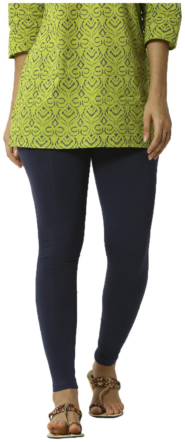 

De Moza Womens Leggings Ankle Length Cotton Lycra Dark Blue
