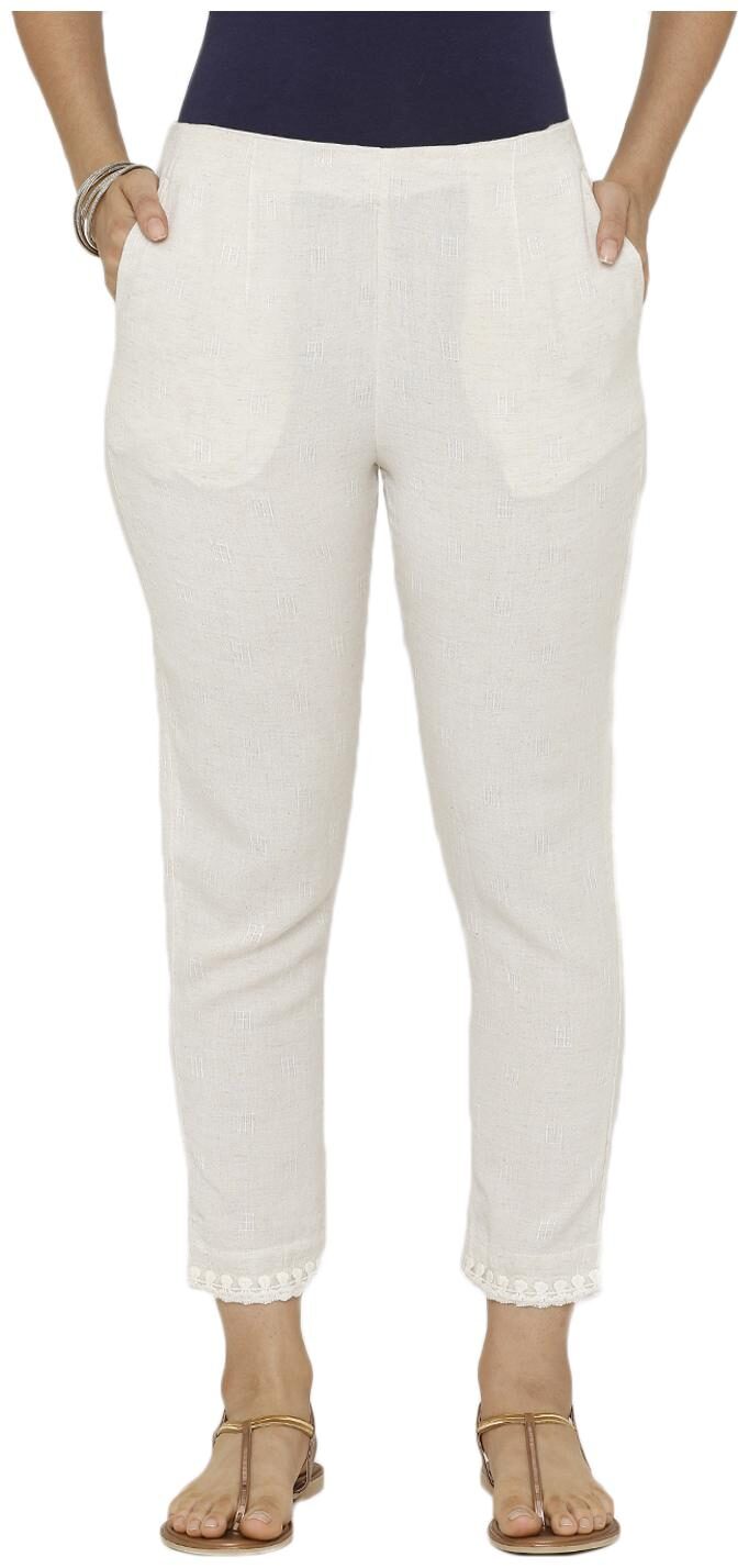 

De Moza Women Viscose Rayon Solid White Pants