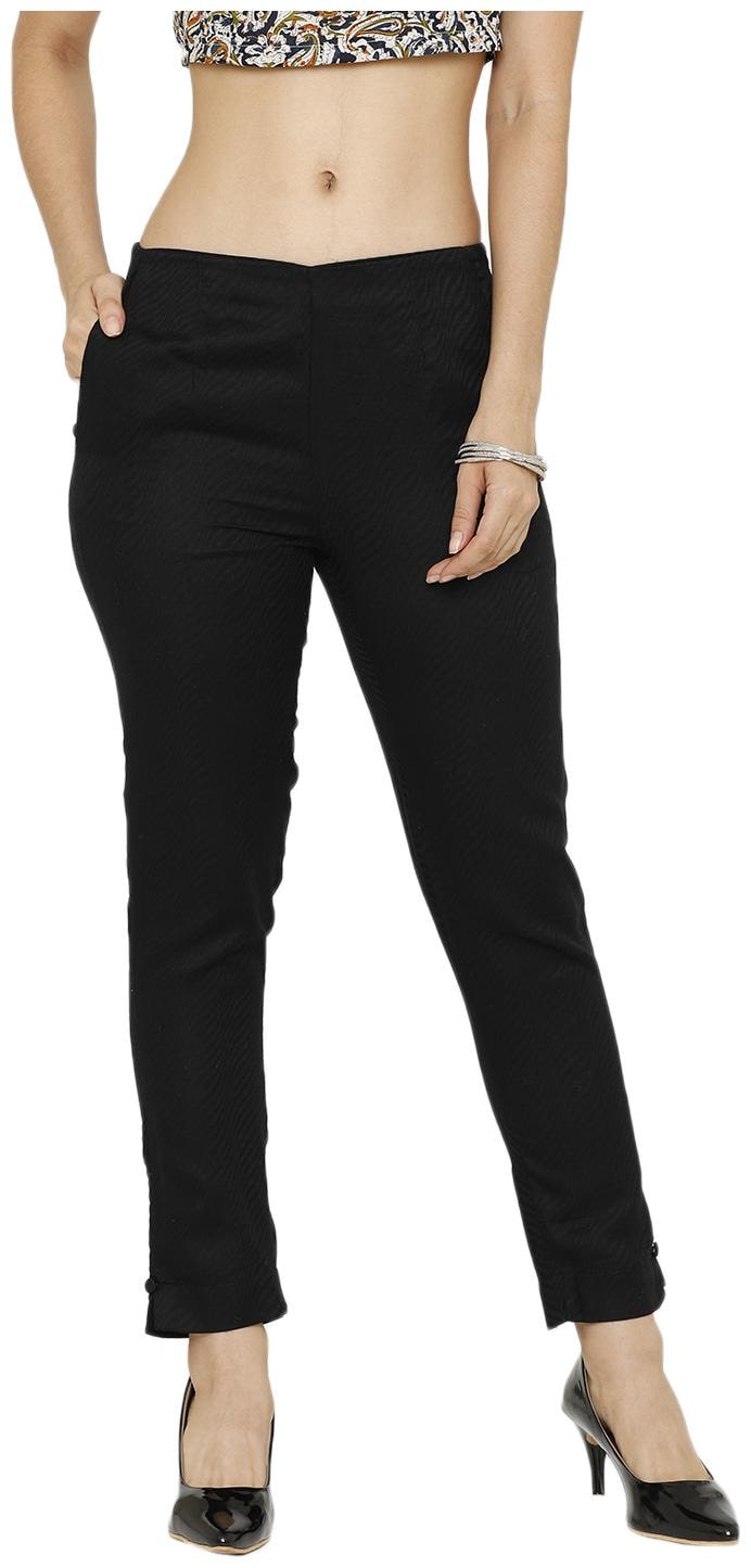 

De Moza Women Cotton Solid Black Pants