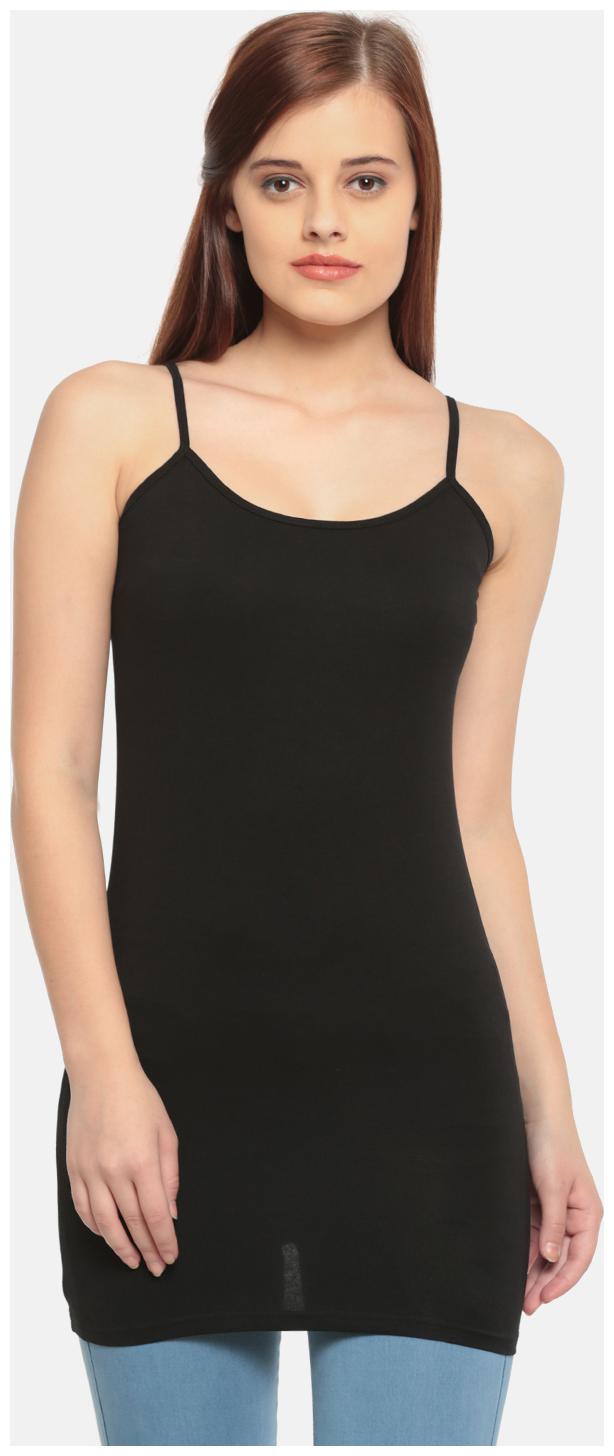 

De Moza Women Black Slim fit Round neck Polyester Tank top