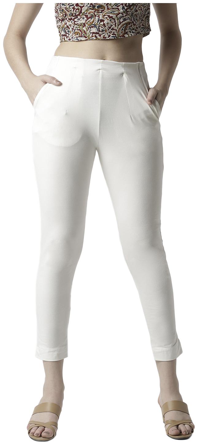 

De Moza Women Cotton Solid White Pants