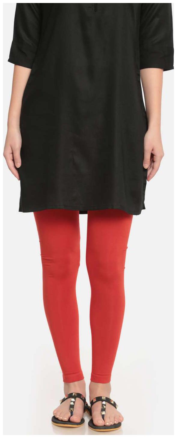 

De Moza Women s Solid Viscose Rust Orange Ankle Length Leggings