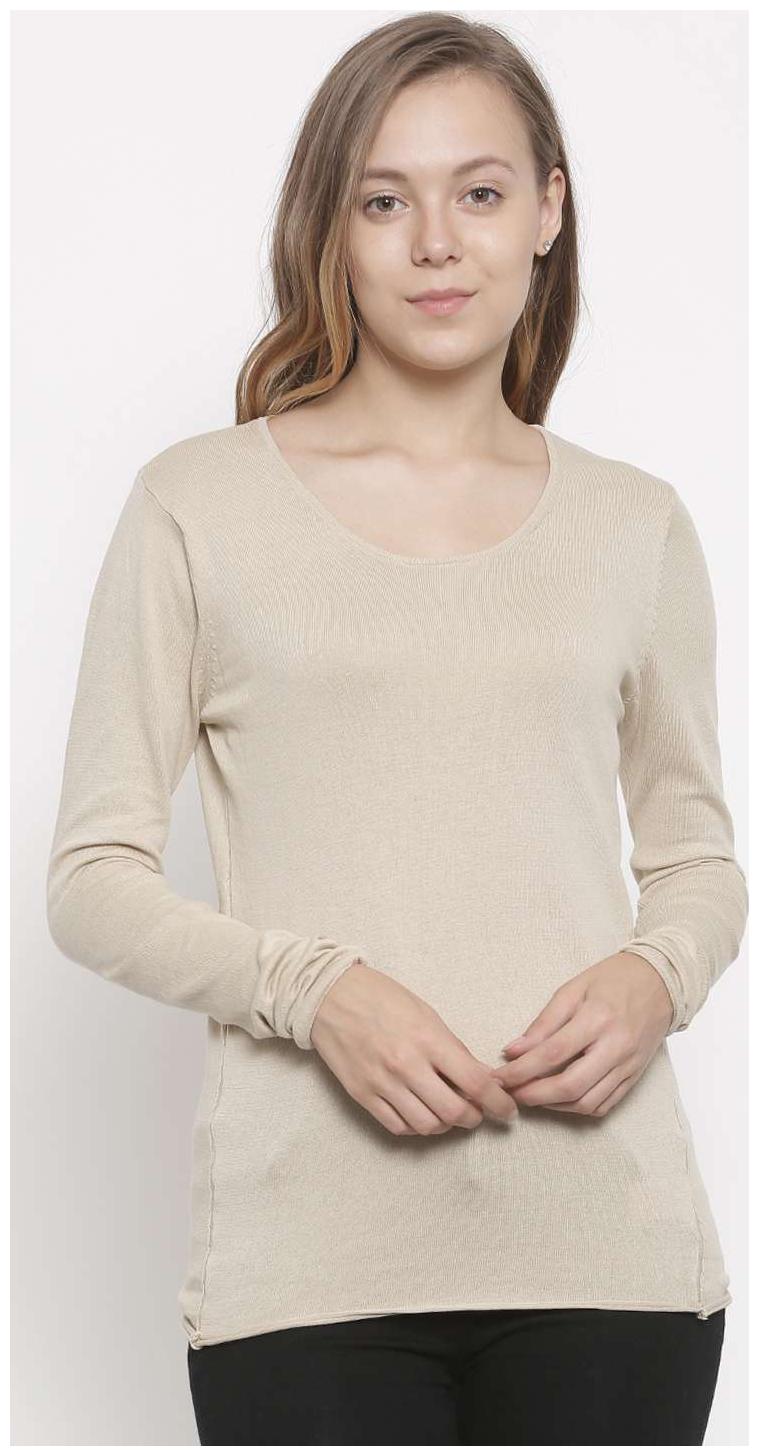 

De Moza Women Beige Slim fit Round neck Polyester Tank top