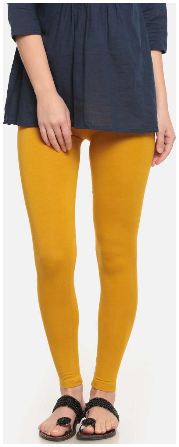 

De Moza Women s Solid Viscose Mustard Ankle Length Leggings