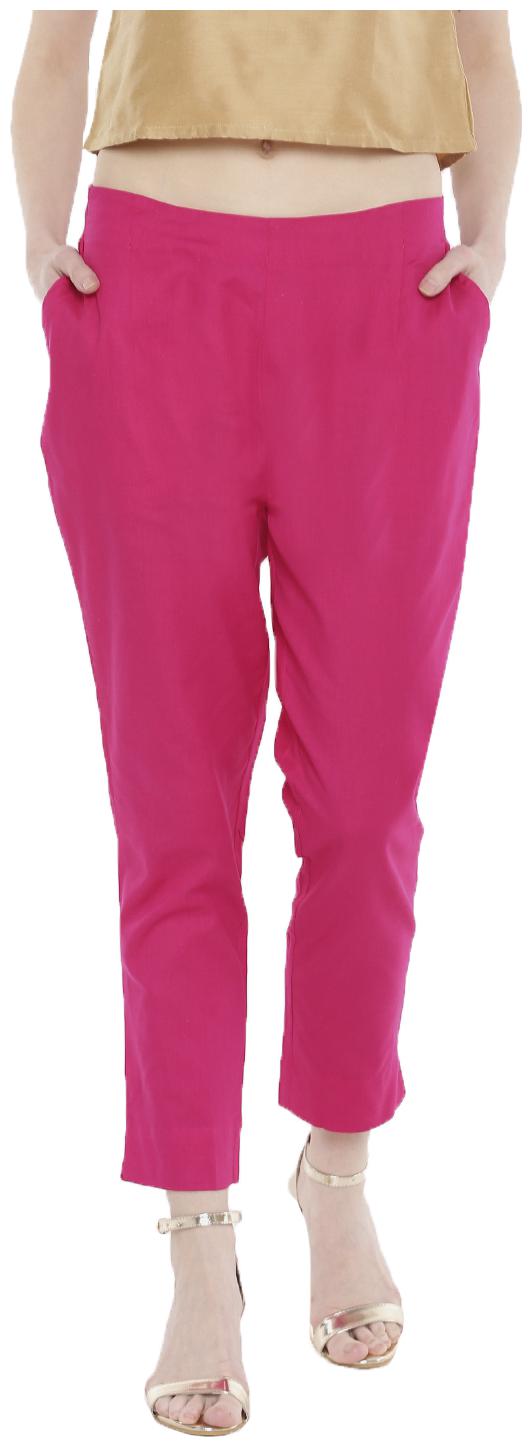 

De Moza Women Cotton Solid Fuschia Pant