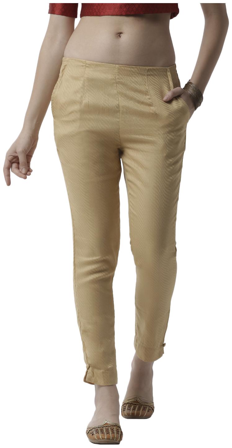 

De Moza Women Cotton Solid Beige Pants