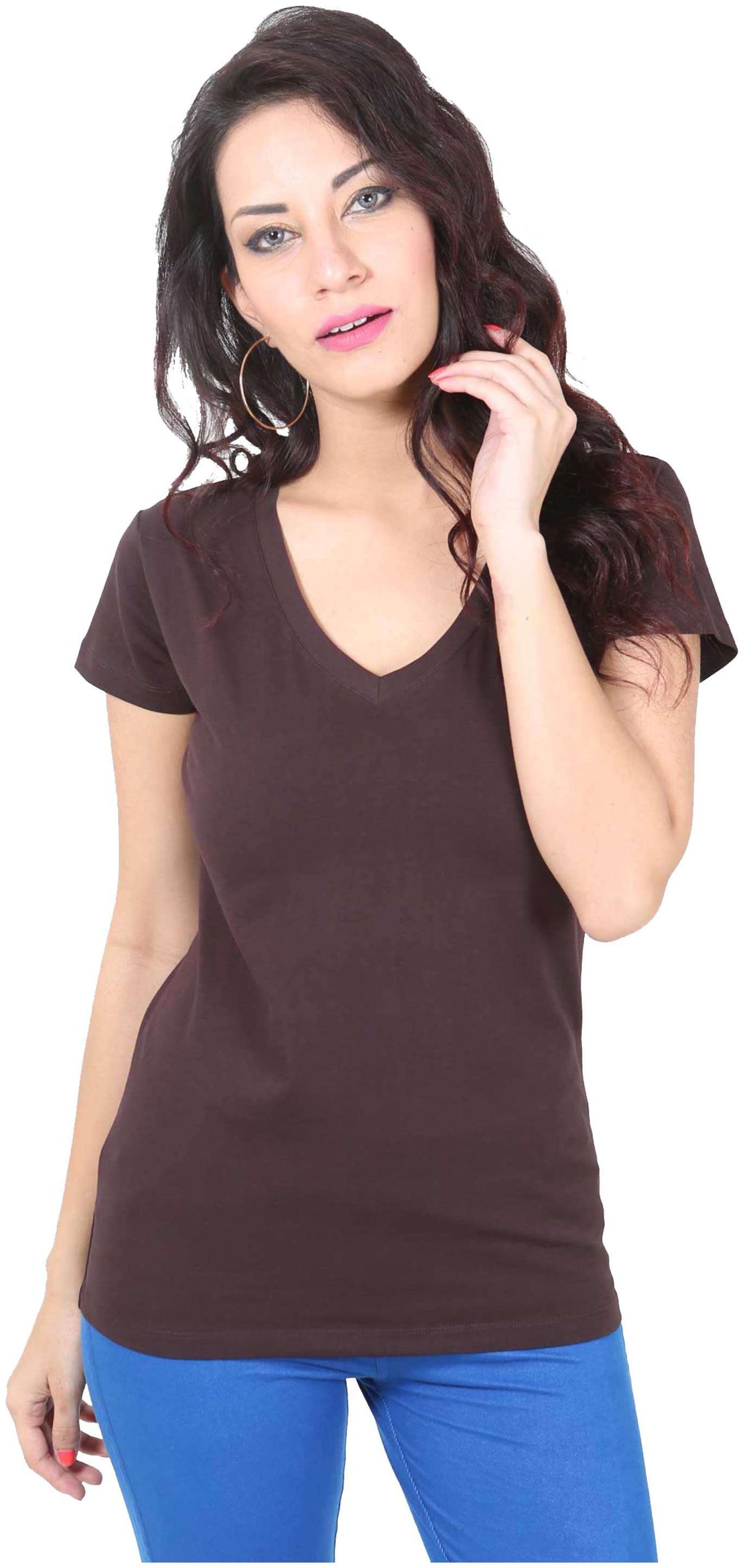 

De Moza Women Brown Slim fit Round neck Polyester Tank top