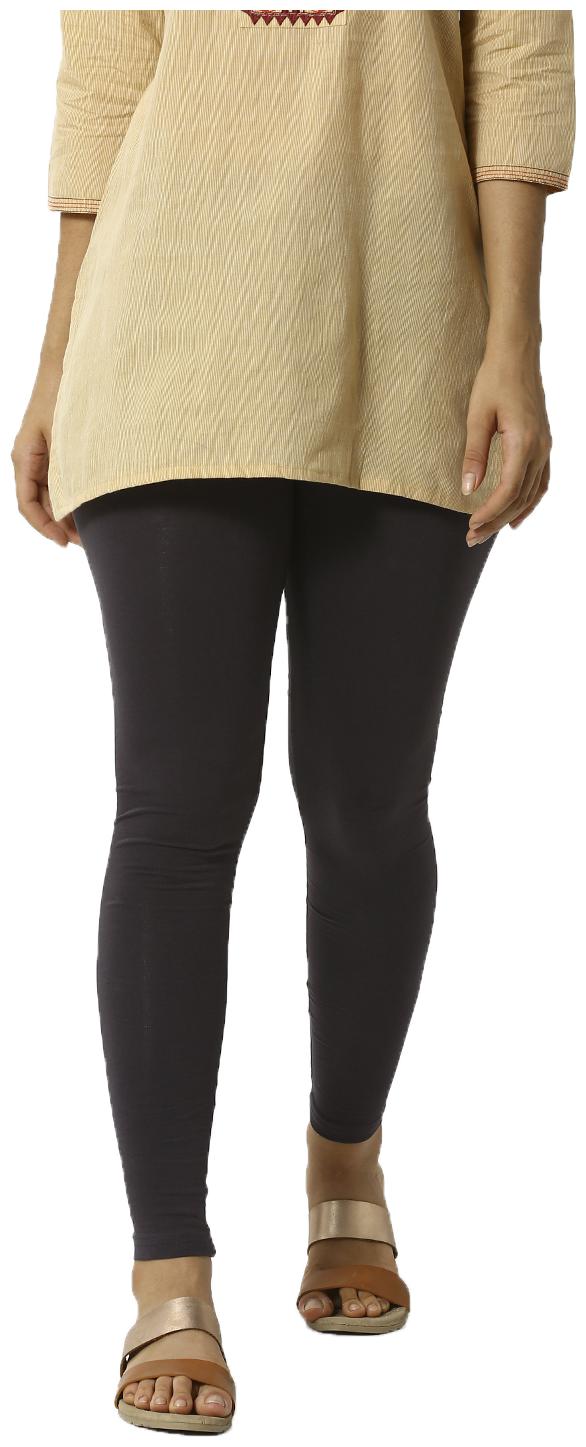 

De Moza Womens Leggings Ankle Length Cotton Lycra Dark Grey