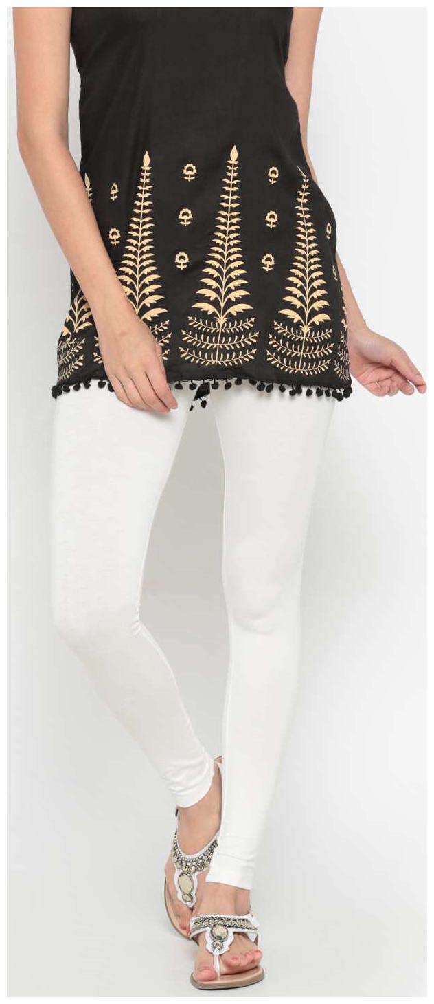 

De Moza Women s Solid Viscose Offwhite Ankle Length Leggings