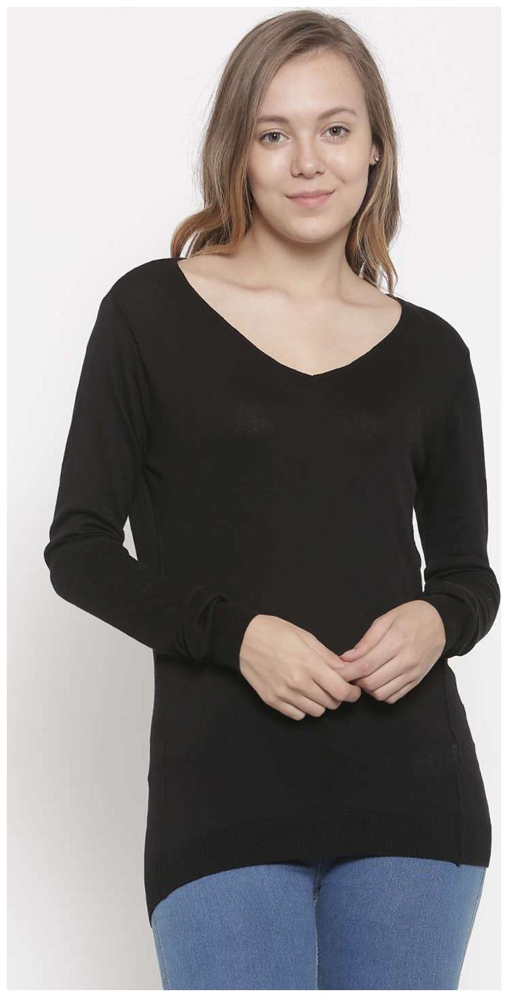 

De Moza Women Black Slim fit Round neck Polyester Tank top