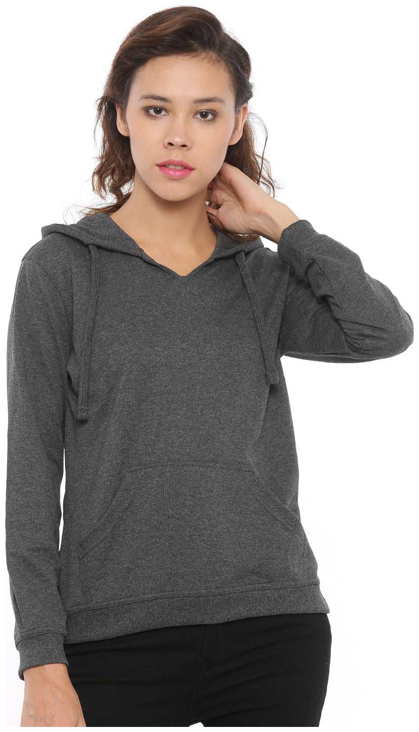 

De Moza Women Floral Hoodie - Grey