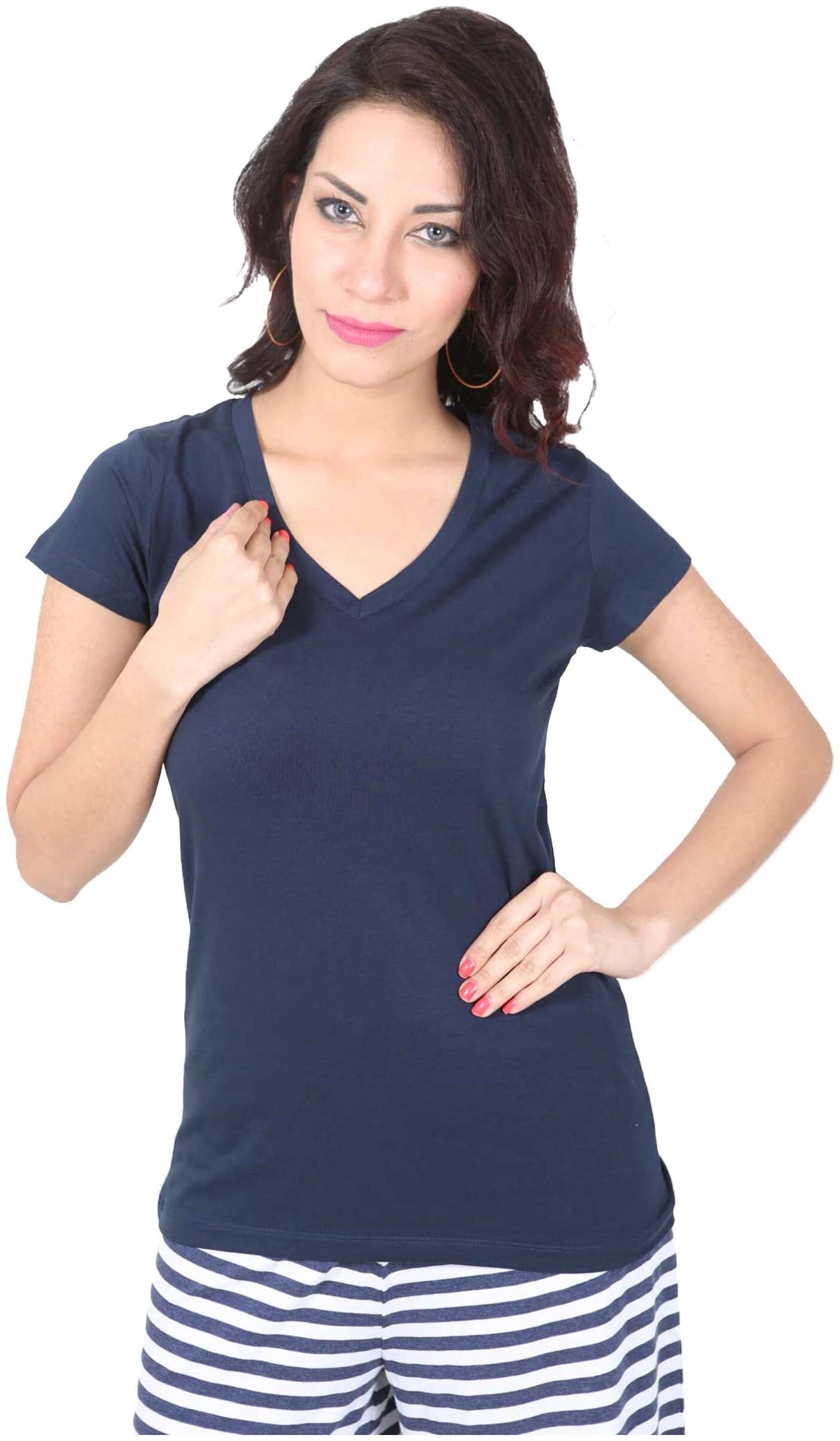 

De Moza Women Blue Slim fit Round neck Polyester Tank top