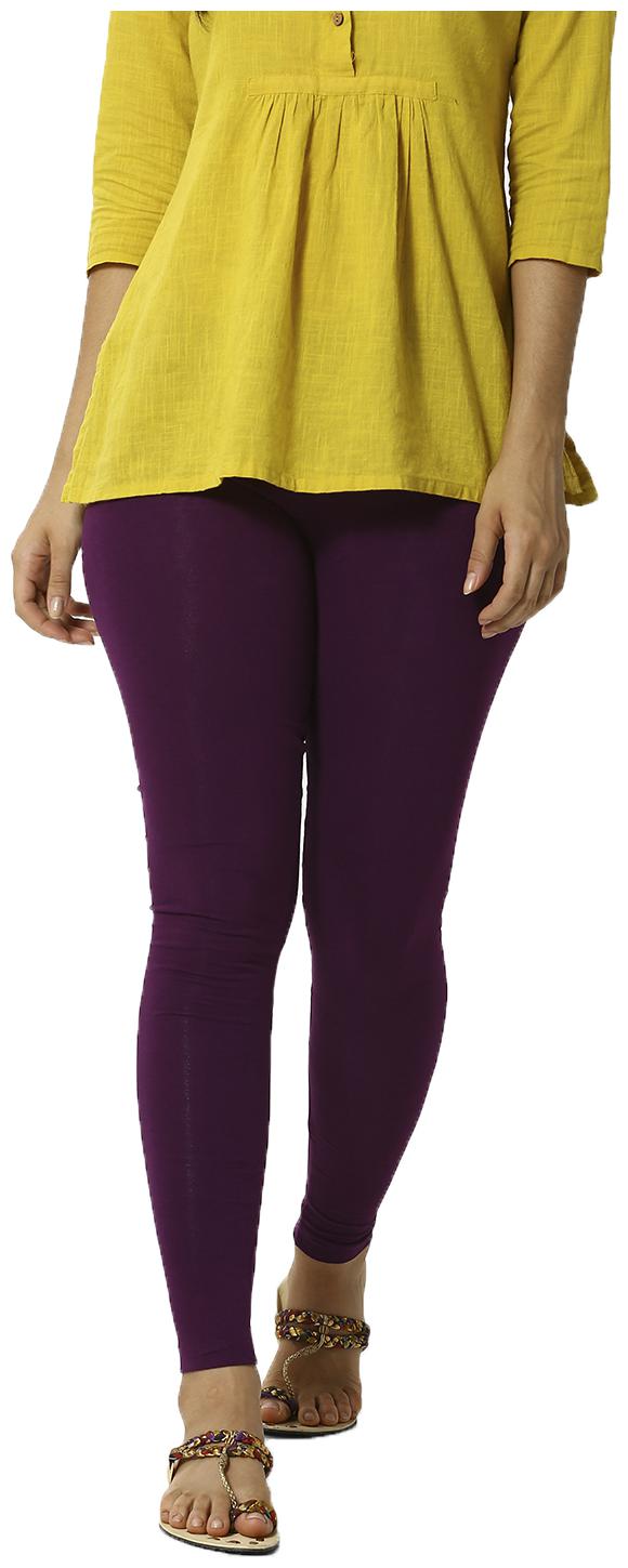

De Moza Womens Leggings Ankle Length Cotton Lycra Dark Purple