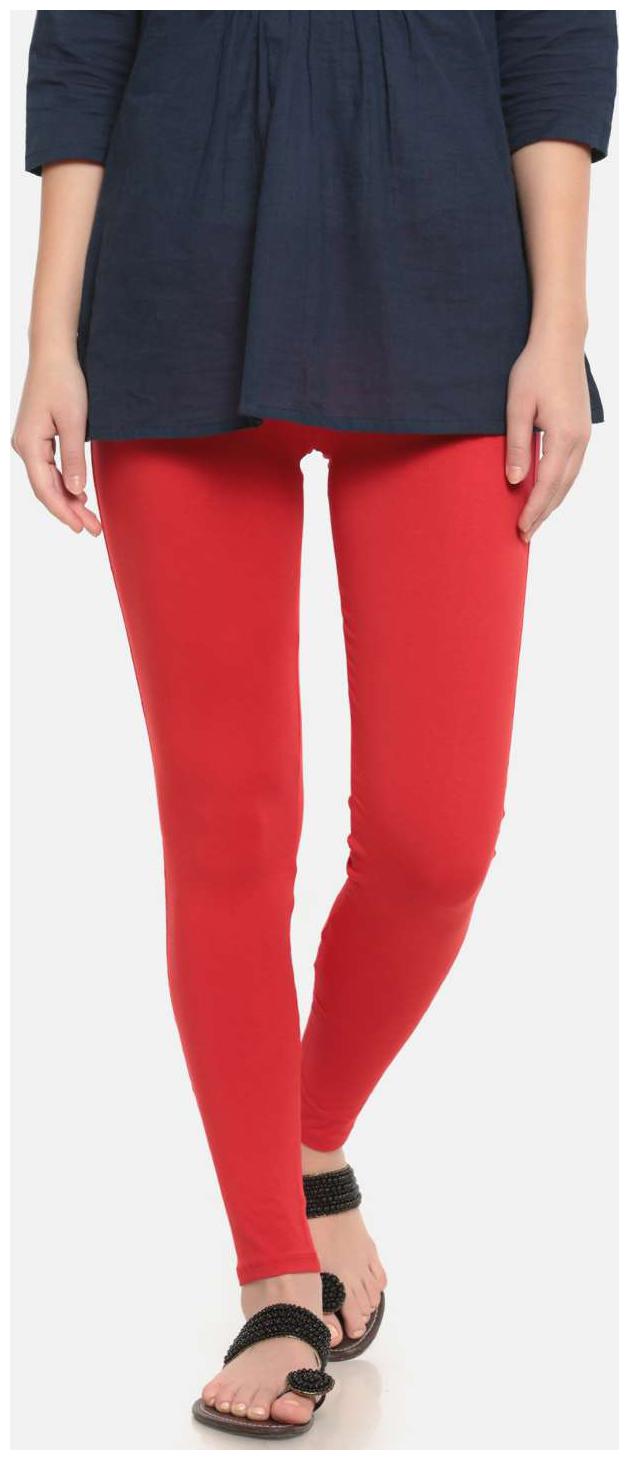 

De Moza Women s Solid Viscose Red Ankle Length Leggings
