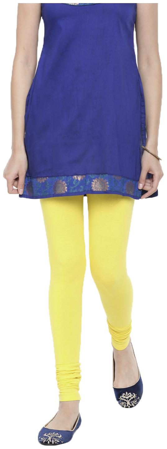 

De Moza Womens Leggings Chudidhar Cotton Lycra Lemon Yellow