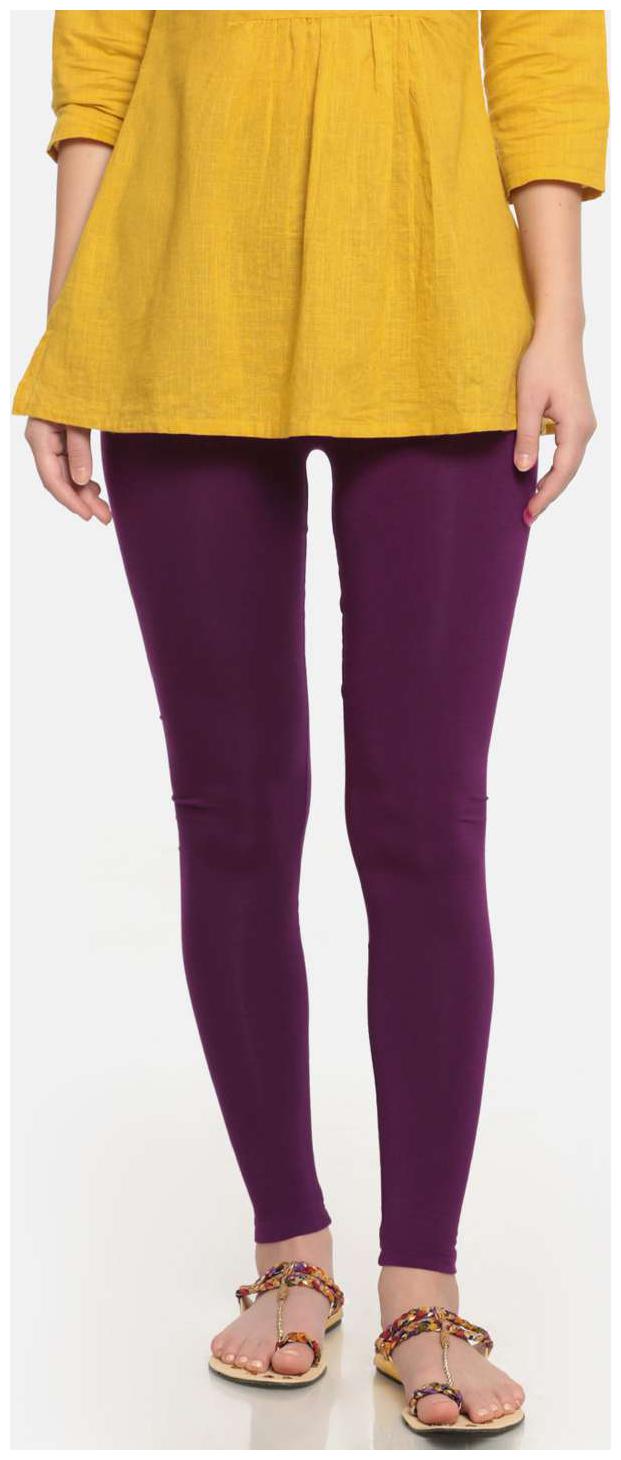 

De Moza Women s Solid Viscose Dark Purple Ankle Length Leggings