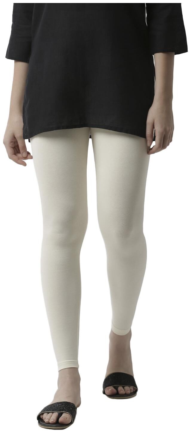 

De Moza Womens Ankle Length Leggings Cotton Ecru