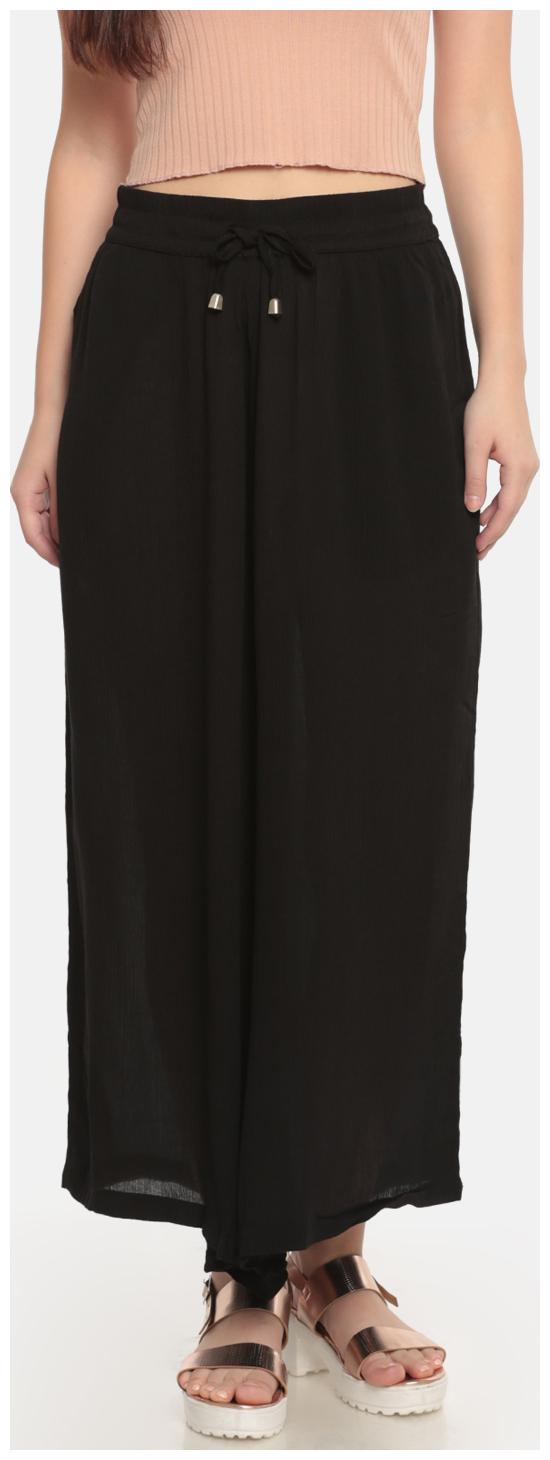 

De Moza Black Solid Flared Palazzo