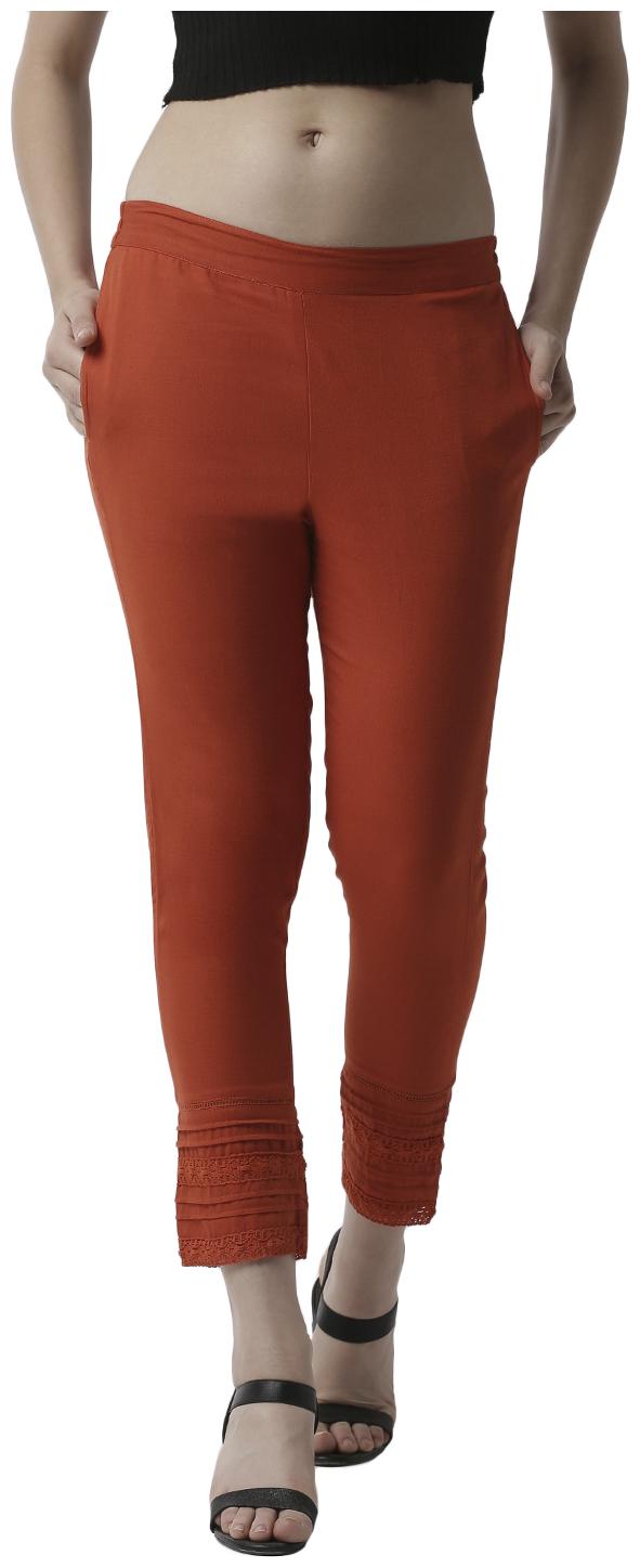 

De Moza Women Cotton Solid Brown Pants