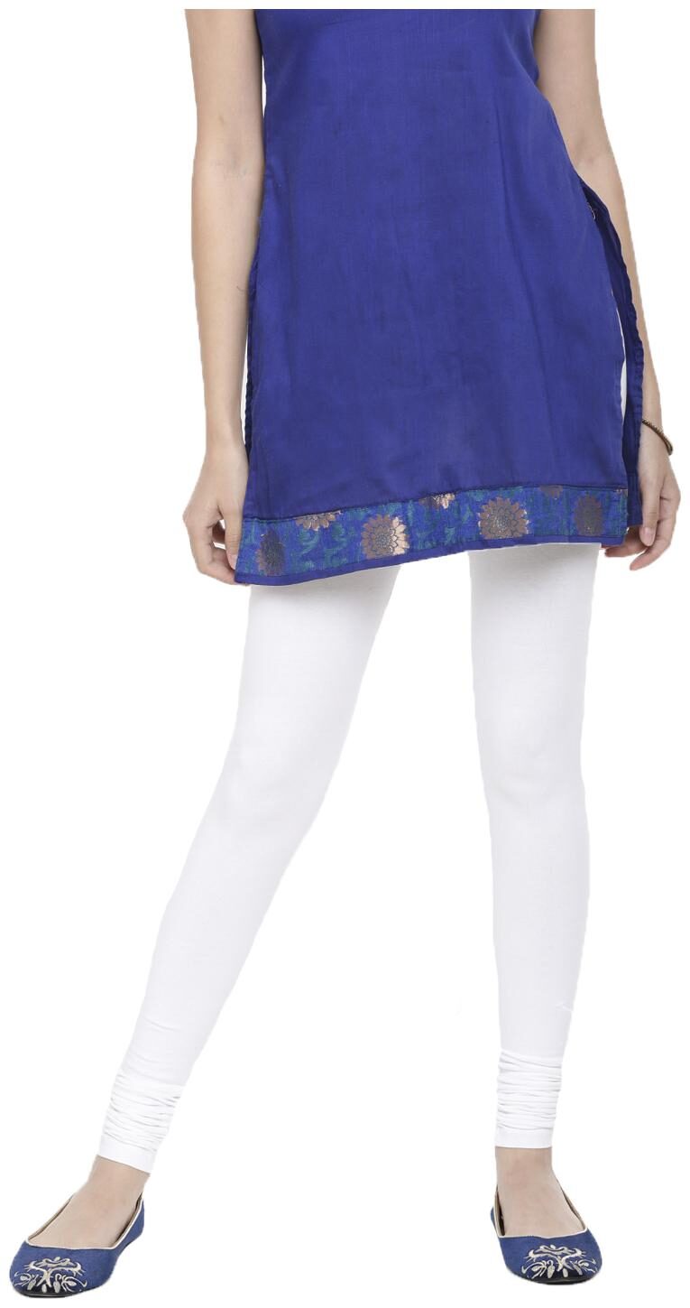 

De Moza Women Cotton Solid Leggings White