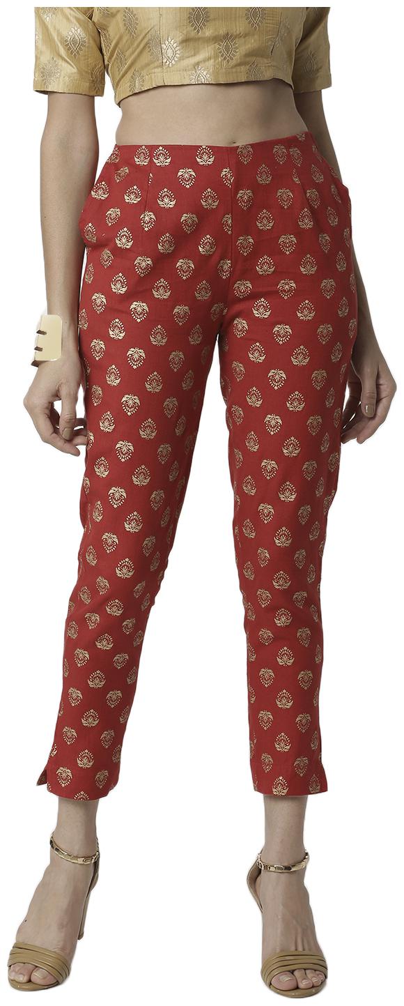 

De Moza Women Cotton Printed Red Pants
