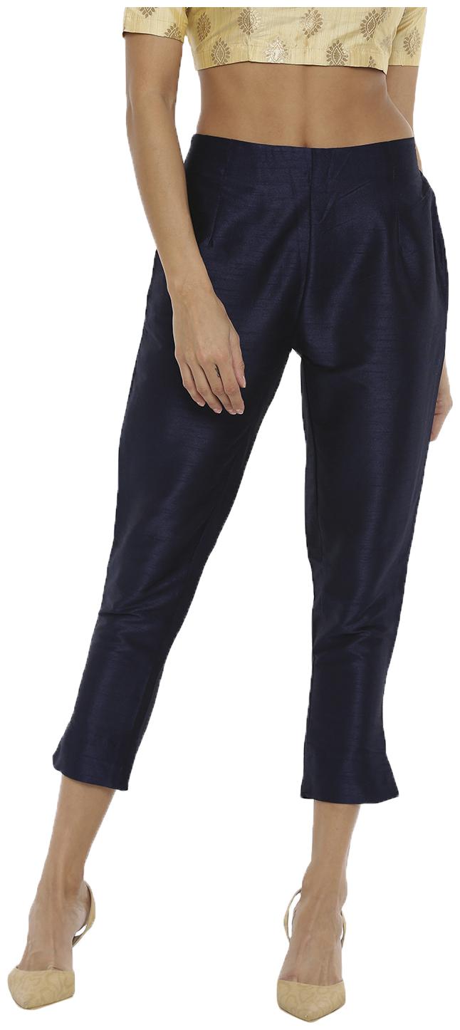 

De Moza Women Polyester Solid Navy Blue Pants