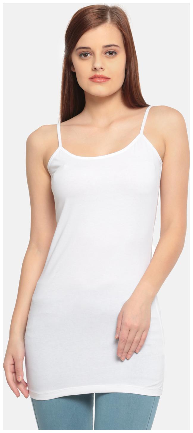 

De Moza Women White Slim fit Round neck Polyester Tank top