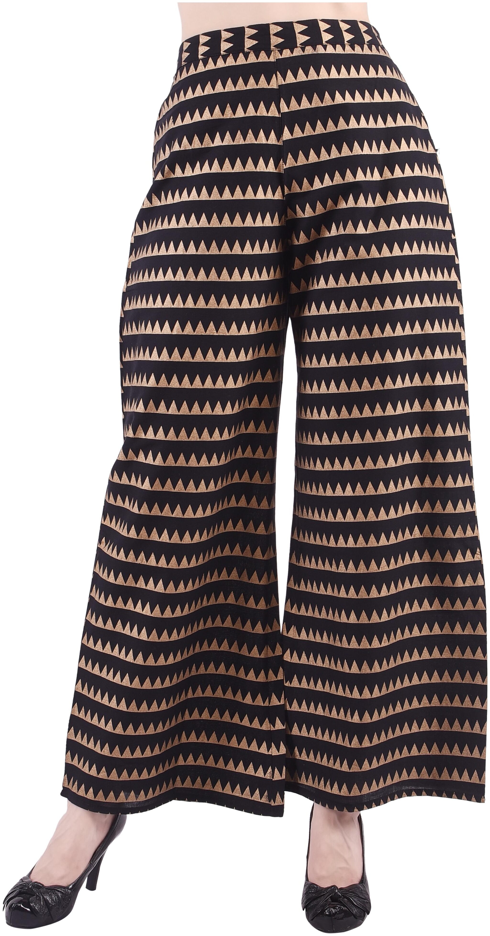 

DECKEDUP Black Printed Straight Palazzo