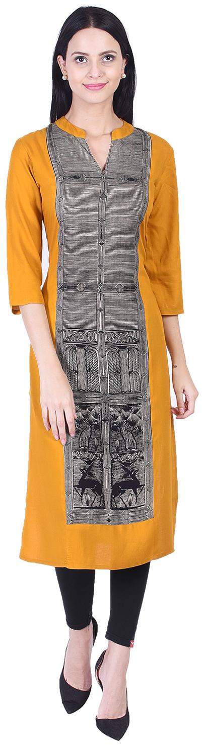 

DECKEDUP Women Mustard Printed Regular Kurta
