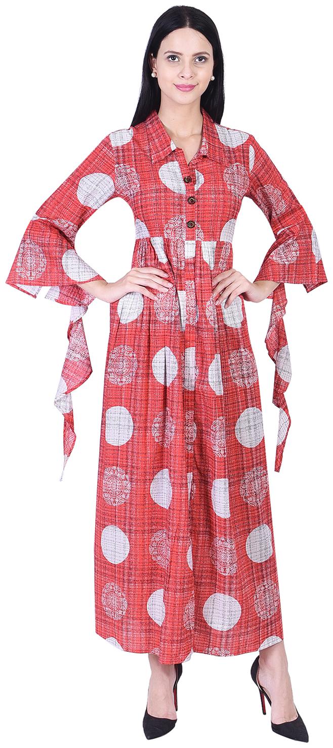 

DECKEDUP Women Red Printed Regular Kurta