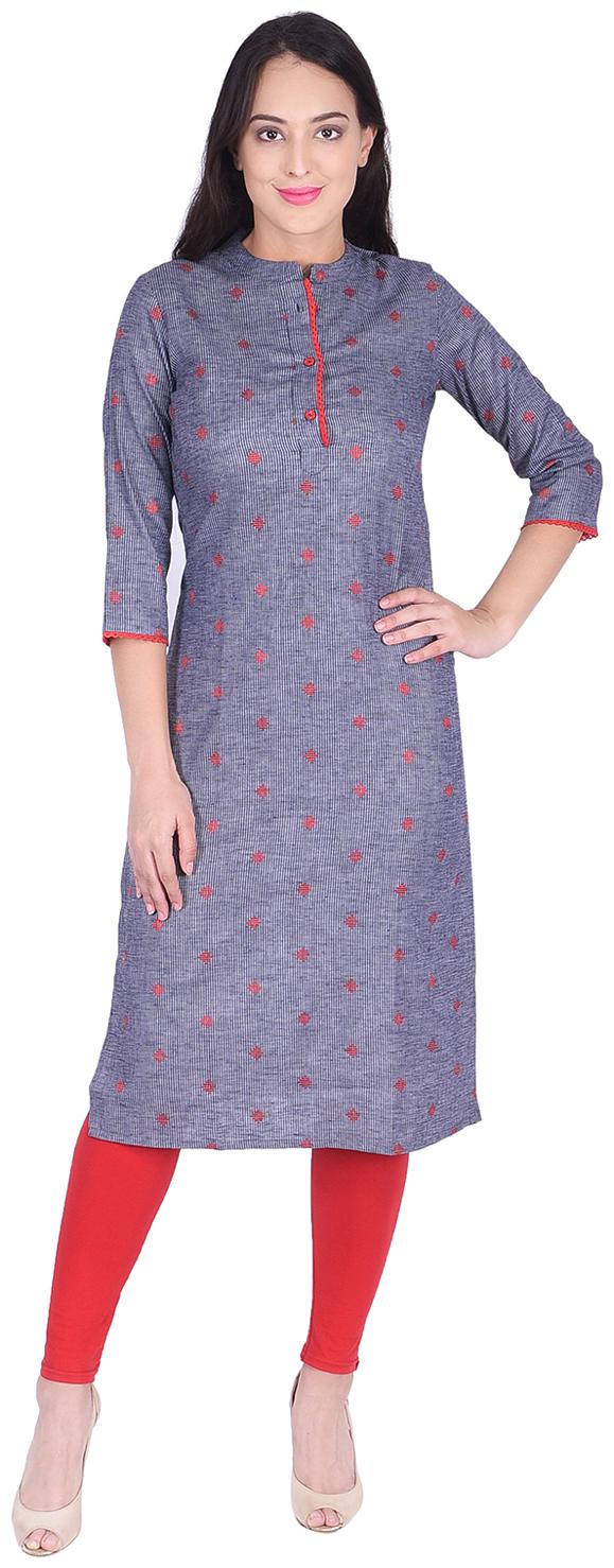 

DECKEDUP Women Blue Embroidered Regular Kurta