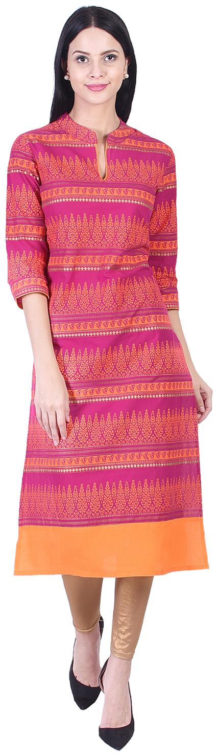 

DECKEDUP Women Pink Printed Regular Kurta